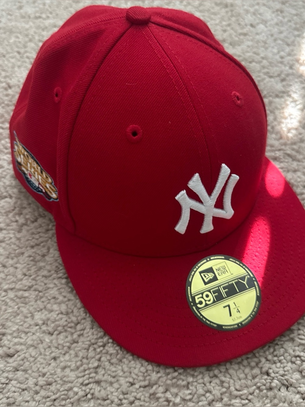 NY Yankees New Era Hat 1996 World Series Patch Hat RED WHITE 7 1/4 ICY BLUE UV